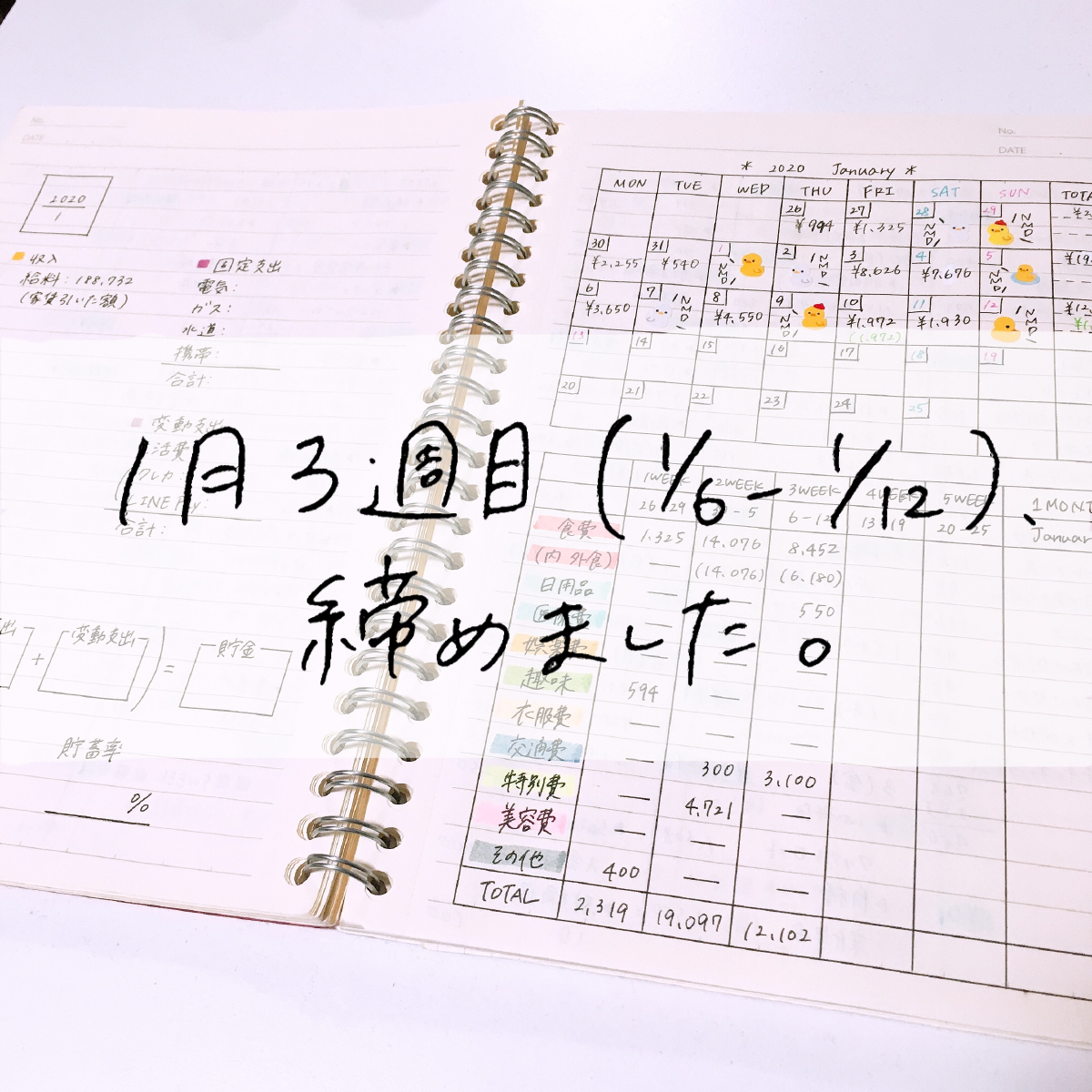 家計簿公開 24歳一人暮らし 年1月3週目 Mii 楽しい節約貯金生活