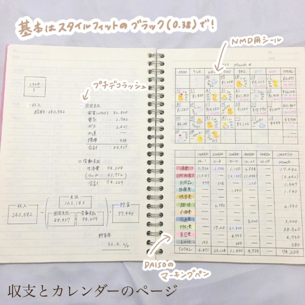 一人暮らし女子の手書き家計簿セットを紹介 安いのに可愛くなるお気に入りの家計簿に Mii 楽しい節約貯金生活